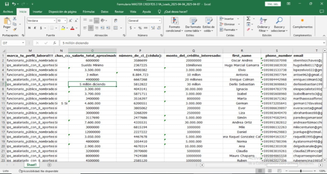 Base de datos automática en Google Sheets